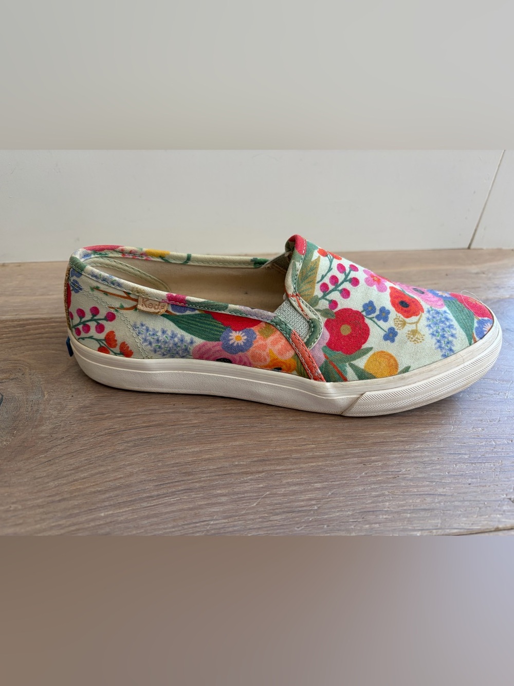 Keds rifle paper company slip on casual floral preppy - sz 8 - Picture 9 of 11